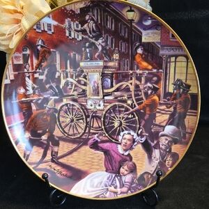 Franklin Mint "Philadelphia Style Hand Pumper" Limited Edition Plate